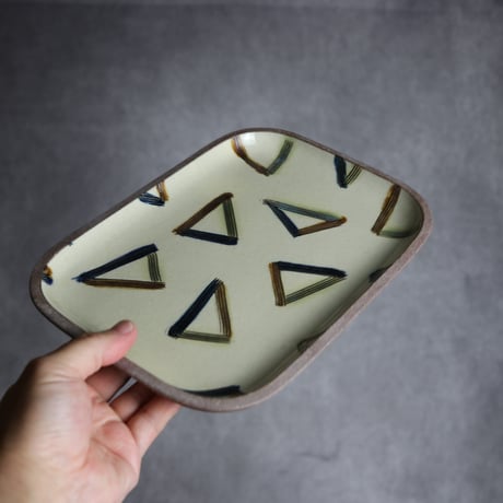 長角皿 大 櫛目三角 やちむん 陶器 一翠窯:7021003
