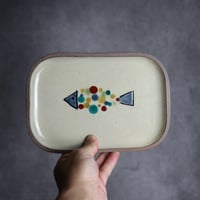 長角皿 中 赤絵 魚 やちむん 陶器 一翠窯:7021018