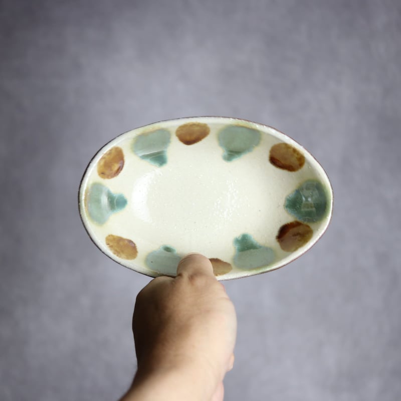 楕円鉢S1 三彩 点打 やちむん 陶器 漂窯:7010014 | MADE IN OKINAW