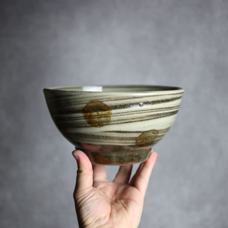 6寸鉢S2 飴釉 点打 刷毛目 やちむん 陶器 北窯 松田米司工房:7003036
