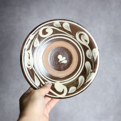6寸皿1S イッチン 唐草 陶器 いずみ窯 島袋工房:7028015