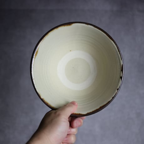 6寸マカイ1S 飴 呉須釉 菊唐草 格子点打 やちむん 陶器 いずみ窯 島袋工房:7028046