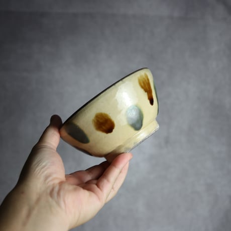 4寸深鉢2 三彩 点打 やちむん 陶器 北窯 宮城正享工房:7005022 ※重い