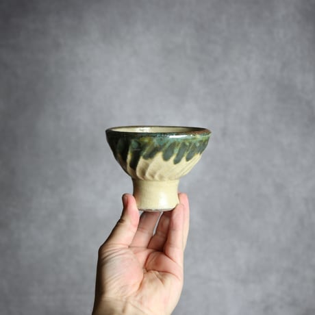 アイスクリーム鉢1 緑釉 やちむん 陶器 北窯 宮城正享工房 ※重い:7005054