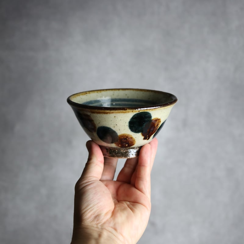 4寸マカイ 紺 茶 ドット やちむん 陶器 陶芸こまがた:7006072 | MADE