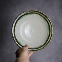 7寸皿3 緑釉 指描 やちむん 陶器 榮一工房:7013019