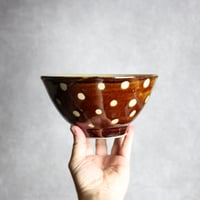 6寸マカイ 飴釉 蝋抜 点打 やちむん 陶器 真南風工房:7011011
