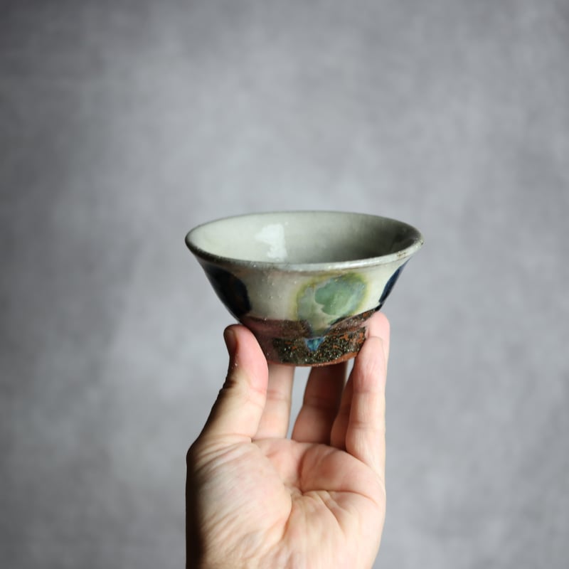 3.5寸マカイ2 呉須 緑釉 点打 やちむん 陶器 漂窯:7010009