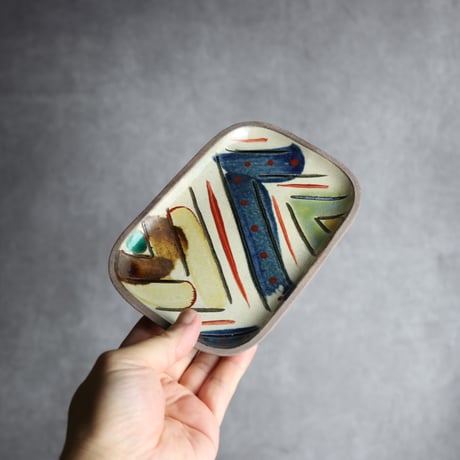 長角皿 小 赤絵 W やちむん 陶器 一翠窯:7021017