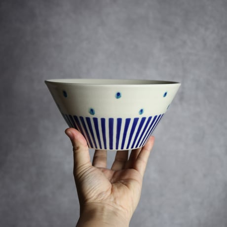 どんぶり 呉須釉 ストライプ やちむん 陶器 高江洲陶磁器:7205012