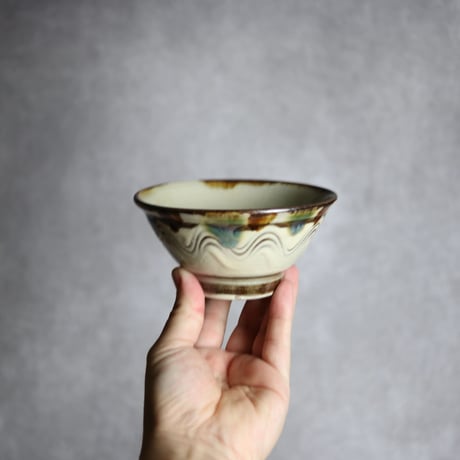 4寸マカイ1S 三彩 櫛掻 点打 やちむん 陶器 いずみ窯 島袋工房:7028038