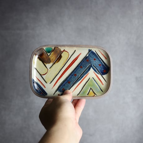 長角皿 小 赤絵 W やちむん 陶器 一翠窯:7021017