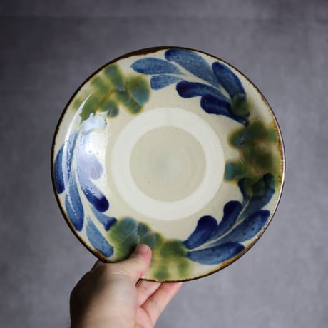 7寸皿1S 呉須 緑釉 葡萄 やちむん 陶器 いずみ窯:7028019