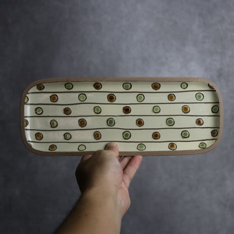 長角皿 長 ガーランド マル やちむん 陶器 一翠窯:7021004