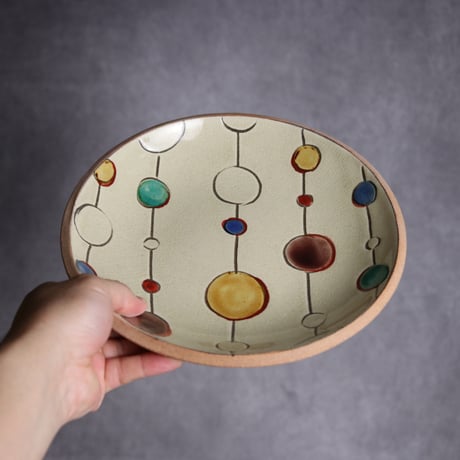 赤絵ちゃんぷるー皿 大 ボンボン やちむん 陶器 一翠窯:7021011