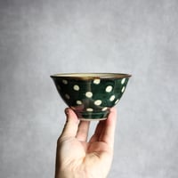 4寸マカイ 呉須釉 蝋抜 点打  やちむん 陶器 真南風工房:7011008