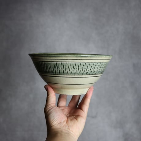 6寸マカイ1 呉須釉 飛鉋 やちむん 陶器 百草陶房 : 7032019