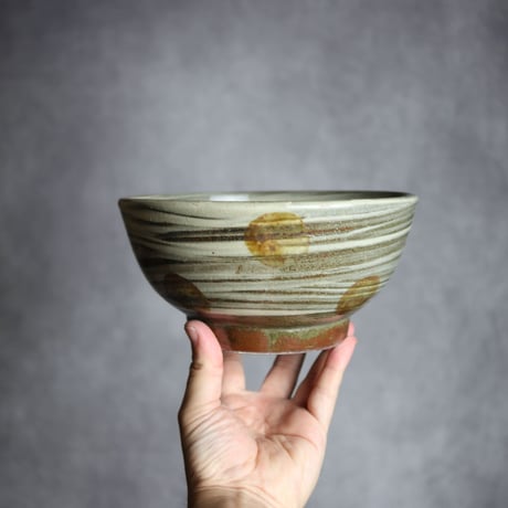 6寸鉢S3 飴釉 点打 刷毛目 やちむん 陶器 北窯 松田米司工房:7003036
