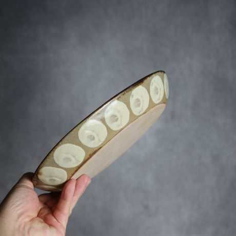オーバル皿1 三彩紋 やちむん 陶器 エドメ陶房:7201002