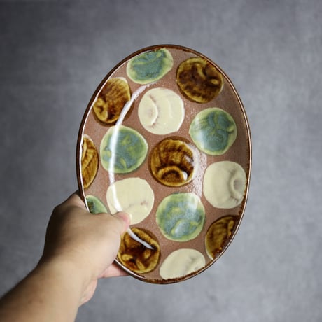 オーバル皿3 貝紋 やちむん 陶器 エドメ陶房:7201002