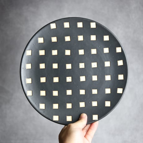 モノクロ皿 角 大 やちむん 陶器 陶factory509:7017024