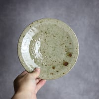 7023006【仁陶器工房】灰釉　6寸皿①