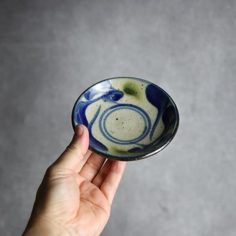 4寸皿 唐草 青 緑 やちむん 陶器 陶芸こまがた:7006080