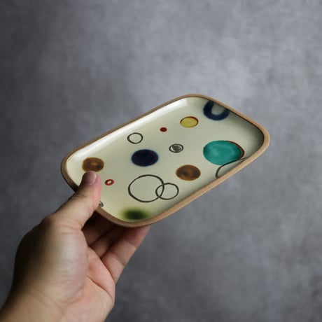 長角皿 小 赤絵 プリズム やちむん 陶器 一翠窯:7021017