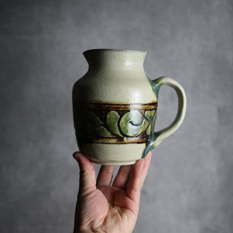 ピッチャー1 三彩 線彫唐草 やちむん 陶器 榮一工房:7013094