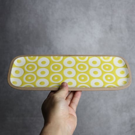長角皿 長 ヘゴ 黃 やちむん 陶器 一翠窯:7021004