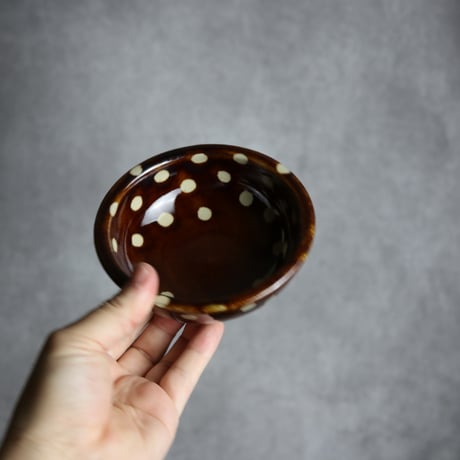 4寸鉢 飴釉 蝋抜 点打 やちむん 陶器 真南風工房:7011012