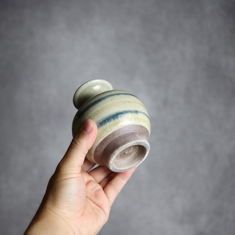 ID:700901　壺　やちむん 油壺中1 飴 呉須釉 線描 やちむん 陶器 北窯 松田共司工房:7004052