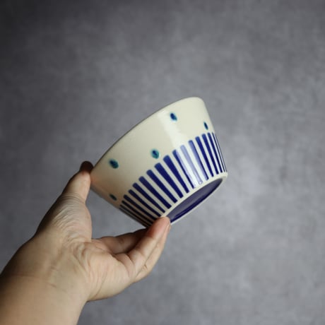 ボウル 呉須釉 ストライプ やちむん 陶器 高江洲陶磁器:7205014