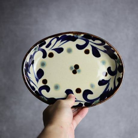 宮城陶器　やちむん　オーバル皿 沖縄の陶器・やちむん】オーバル C | 沖縄のうつわ、やちむん、琉球