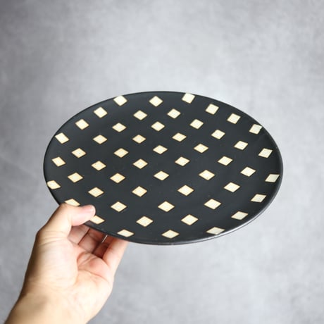 モノクロ皿 角 大 やちむん 陶器 陶factory509:7017024