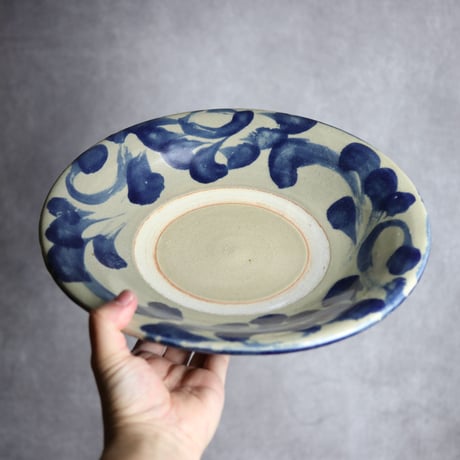 尺皿S1 呉須釉 菊花唐草 やちむん 陶器 北窯 松田米司工房:7003008