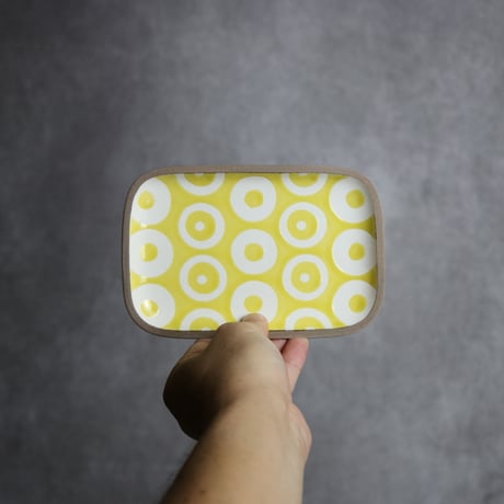 長角皿 小 ヘゴ 黃 やちむん 陶器 一翠窯:7021001