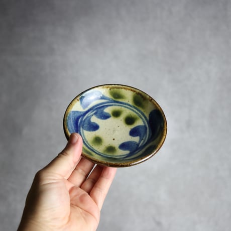 4寸皿 デイゴ 青 緑 やちむん 陶器 陶芸こまがた:7006082
