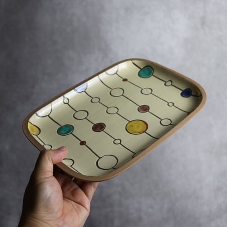 長角皿 大 赤絵 ボンボン やちむん 陶器 一翠窯:7021019