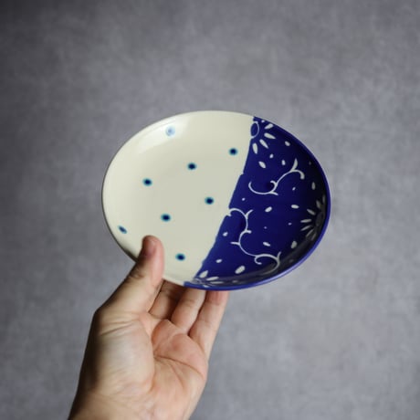 5寸皿 呉須釉 唐草 やちむん 陶器 高江洲陶磁器:7205004
