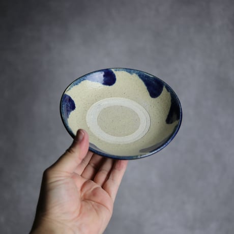 5寸皿1S 呉須釉 波紋 やちむん 陶器 北窯 松田共司工房:7004006