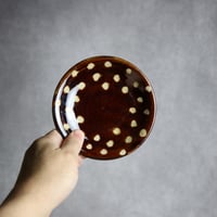 4寸皿 飴釉 蝋抜 点打 やちむん 陶器 真南風工房:7011002