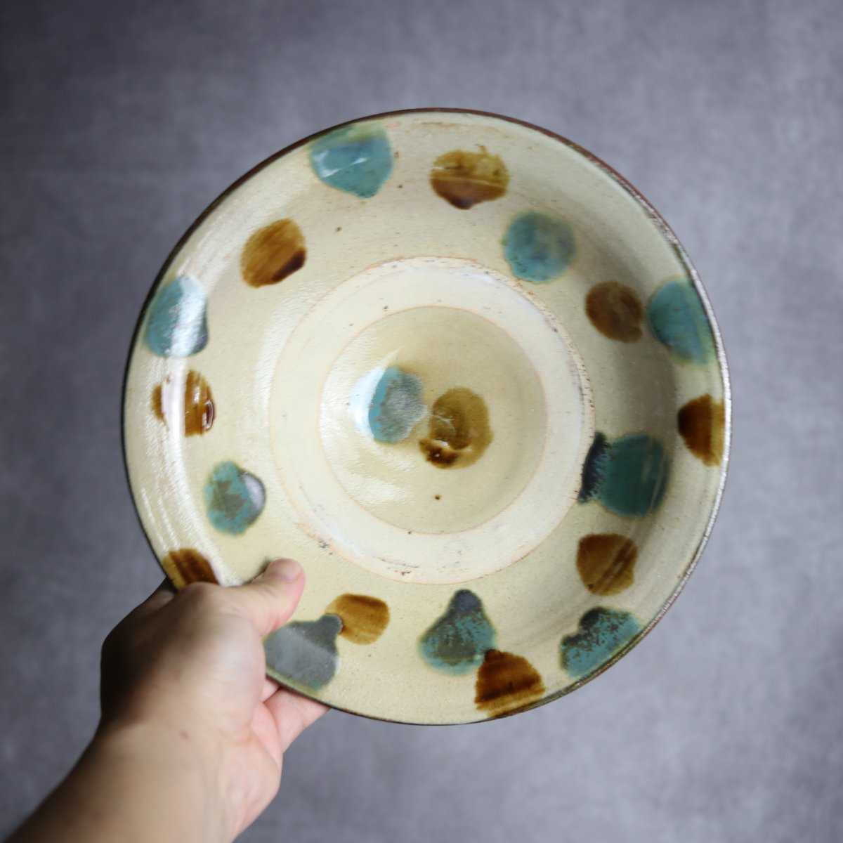 希少 やちむん 宮城正享 古作 北窯 宮城工房 尺皿 大皿 呉須唐草 omame_yachimun640