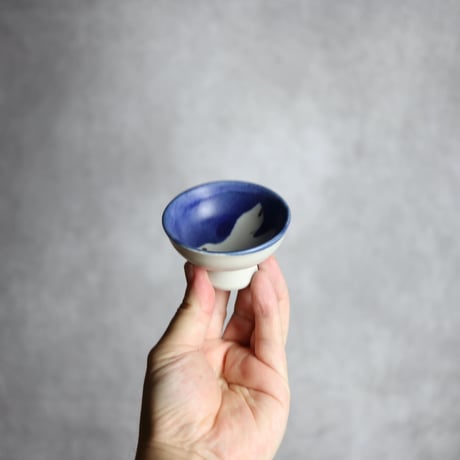 ぐい呑S1 呉須釉 鳥 やちむん 陶器 拓美窯:7203028