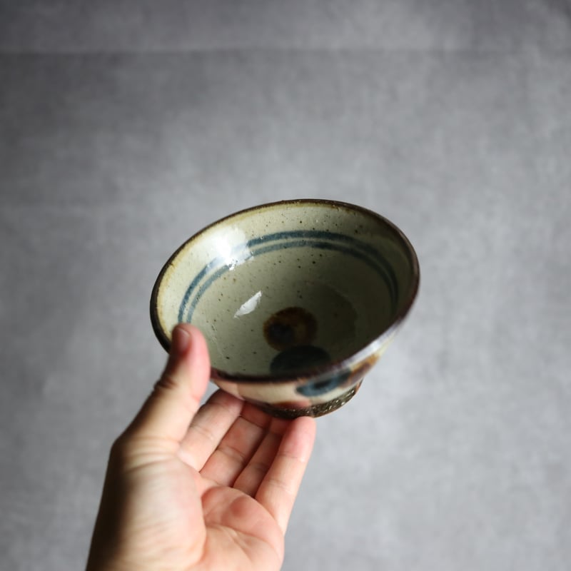 4寸マカイ 紺 茶 ドット やちむん 陶器 陶芸こまがた:7006072 | MADE