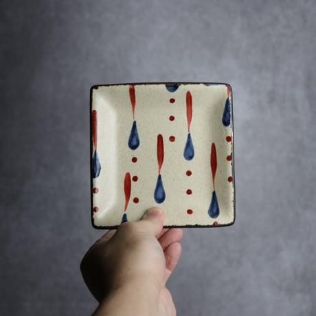 正方皿 小 しずく やちむん 陶器 一翠窯:7021021