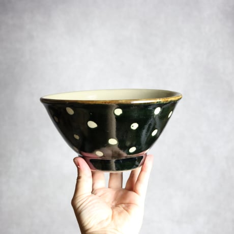 6寸マカイ 呉須釉 蝋抜 点打 やちむん 陶器 真南風工房:7011011