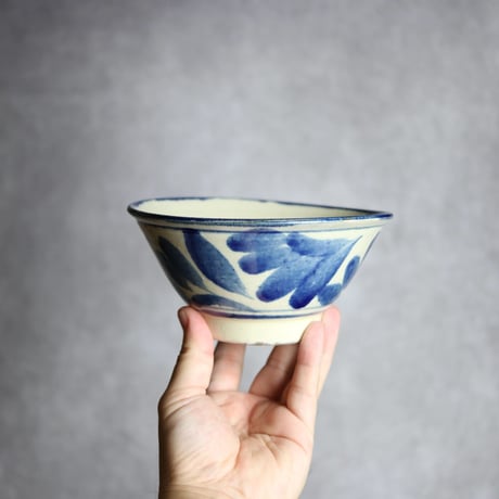 5寸マカイ1S 呉須釉 葉紋 やちむん 陶器 いずみ窯 島袋工房:7028042