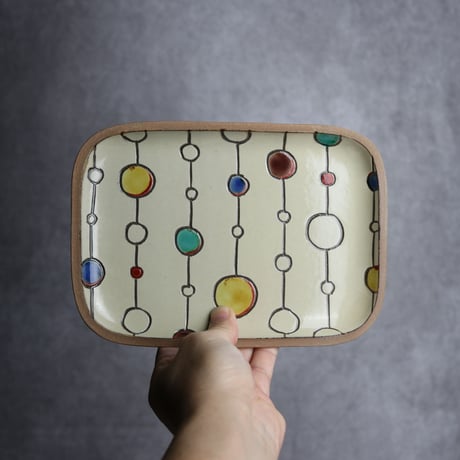 長角皿 中 赤絵 ボンボン やちむん 陶器 一翠窯:7021018