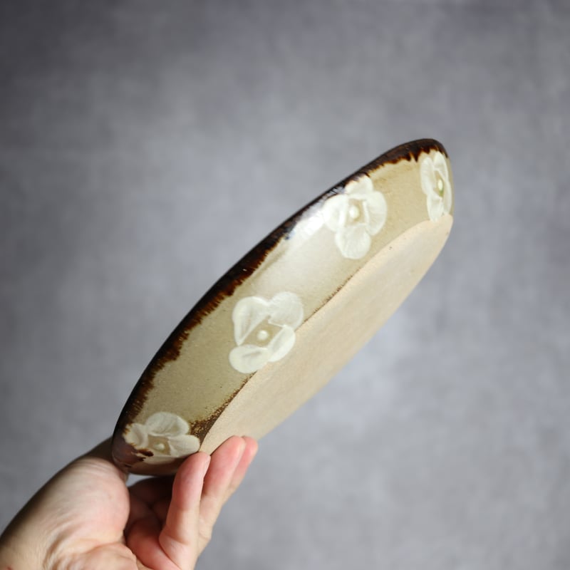 オーバル皿2 ライン紋 やちむん 陶器 エドメ陶房:7201002 | MADE IN OKI